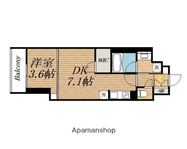 アーバネックス天満橋フロント(1DK/7階)の間取り写真