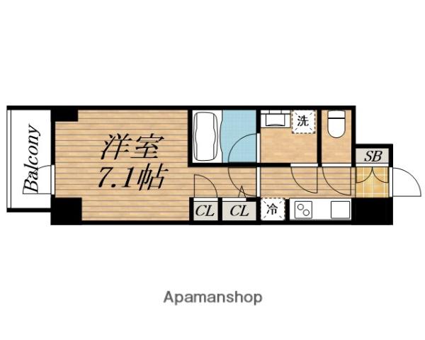 S-RESIDENCE AWAZABOUNCY(1K/14階)の間取り写真