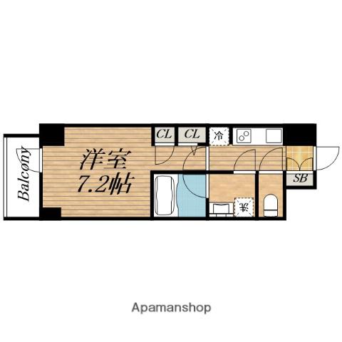 S-RESIDENCE AWAZABOUNCY(1K/10階)の間取り写真