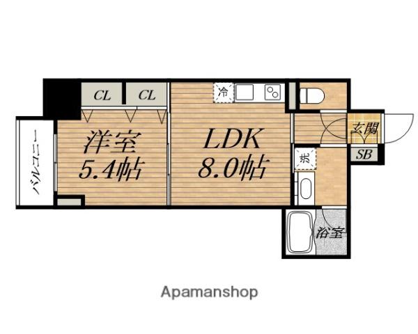 S-RESIDENCE AWAZABOUNCY(1LDK/4階)の間取り写真