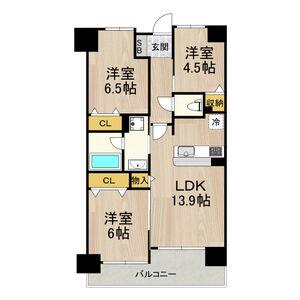 フロンティアタワー難波イースト(3LDK/6階)の間取り写真