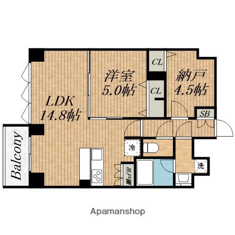 スプランディッド上本町ウエスト(1SLDK/9階)の間取り写真
