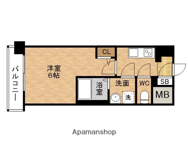 ESLEAD ザ・イーストレジデンス大阪城(1K/2階)の間取り写真