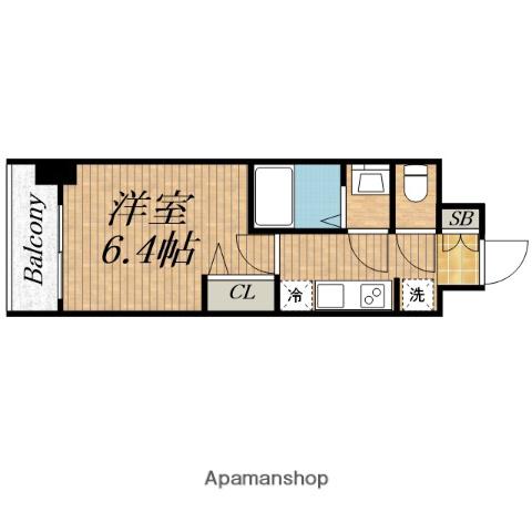 ALIVIS都島北通(1K/4階)の間取り写真