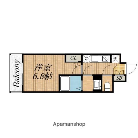 メトローサ 谷町六丁目サウス(1K/2階)の間取り写真