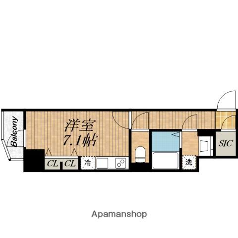 メトローサ 谷町六丁目サウス(ワンルーム/11階)の間取り写真