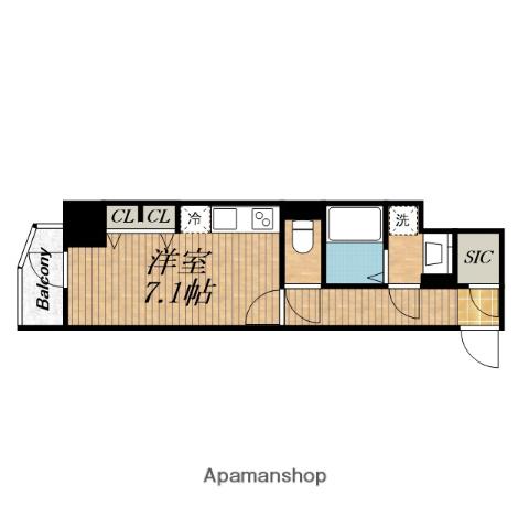 メトローサ 谷町六丁目サウス(ワンルーム/11階)の間取り写真