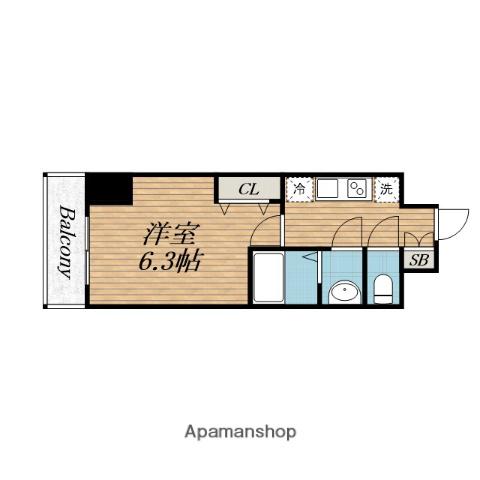 SOLTERACE本庄西CLAREST(1K/6階)の間取り写真