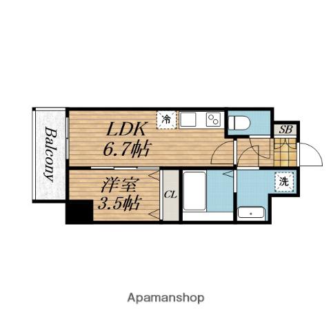 SOLTERACE本庄西CLAREST(1DK/7階)の間取り写真