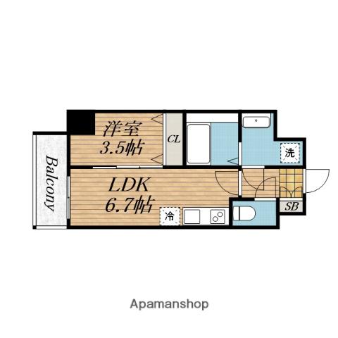 ソルテラス本庄西クレアスト(1DK/7階)の間取り写真