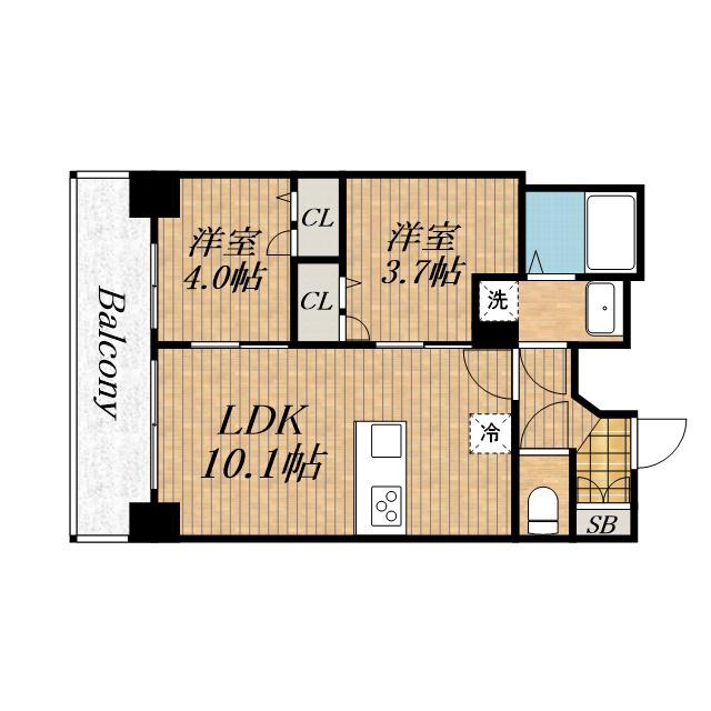 プレサンス九条グランデリーヴ(2LDK/13階)の間取り写真