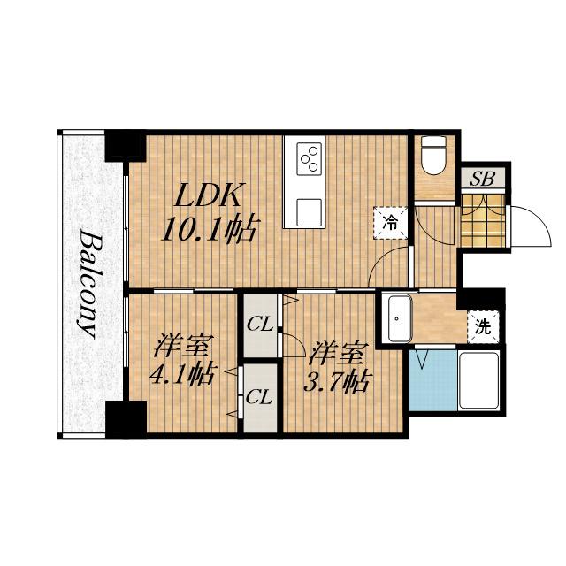 プレサンス九条グランデリーヴ(2LDK/14階)の間取り写真