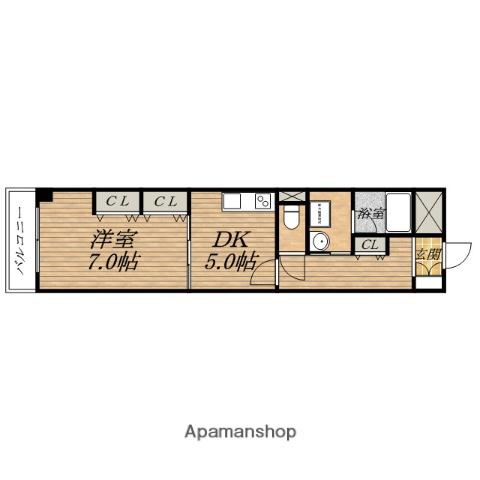 天満リバーサイドプラザ(1DK/2階)の間取り写真