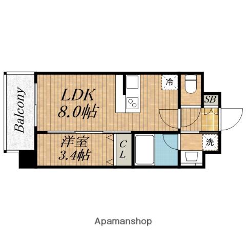 エスリードレジデンス大阪福島シティスクエア(1LDK/5階)の間取り写真