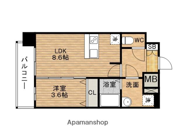 プレサンス京橋GREEN YARDアルミラ(1LDK/8階)の間取り写真