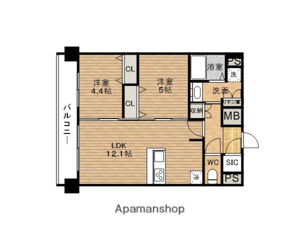 プレサンス京橋GREEN YARDアルミラ(2LDK/7階)の間取り写真