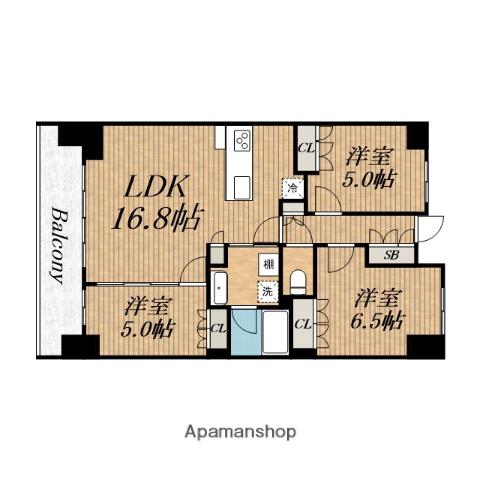 リバーガーデン四天王寺(3LDK/15階)の間取り写真