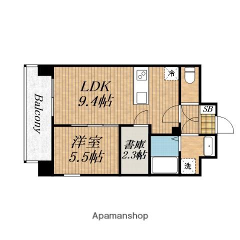 パークス堺筋本町(1SLDK/5階)の間取り写真