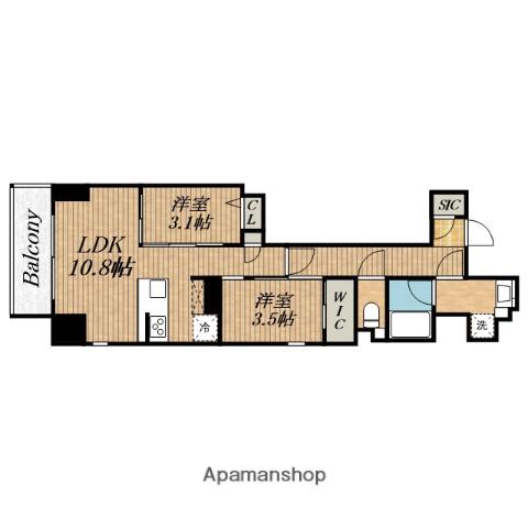 アーバネックス堺筋本町(2LDK/8階)の間取り写真
