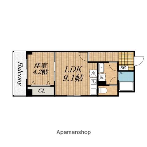 ARCENCIEL COURT緑橋(1LDK/3階)の間取り写真