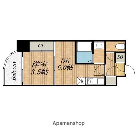 SERENITEFRANC谷町四丁目アリエ(1DK/15階)の間取り写真