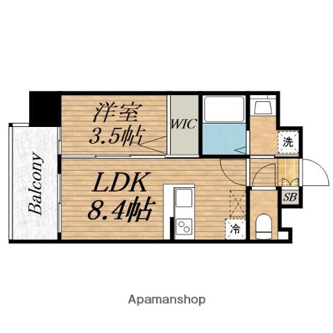 LUXE玉造南(1LDK/4階)の間取り写真