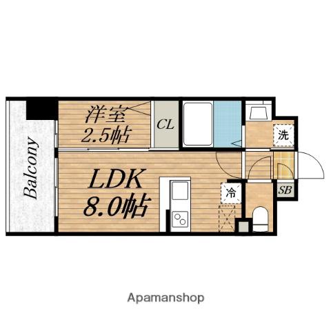 LUXE玉造南(1LDK/10階)の間取り写真