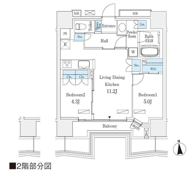 STANDZ四天王寺前夕陽丘(2LDK/2階)の間取り写真