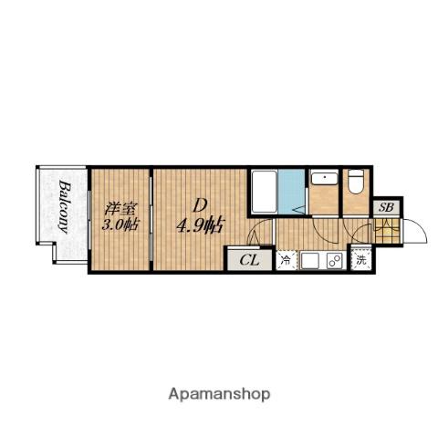 セレニテ東梅田アリエ(2K/2階)の間取り写真