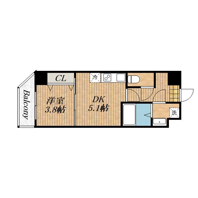 ARCA九条(1DK/9階)の間取り写真