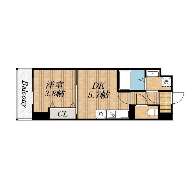 ARCA九条(1DK/9階)の間取り写真