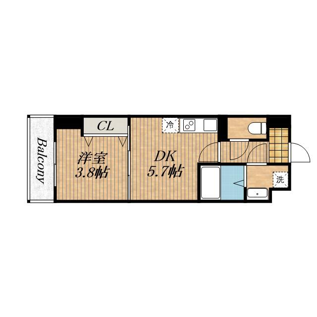 ARCA九条(1DK/7階)の間取り写真