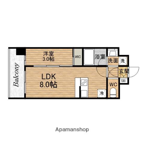 ESLEAD RESIDENCE玉造ザ・イースト(1LDK/13階)の間取り写真