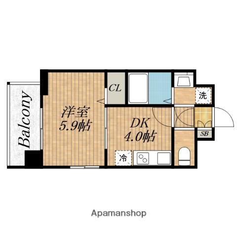 RESIUR-H 緑橋駅前(1DK/11階)の間取り写真