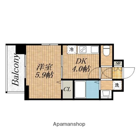 RESIUR-H 緑橋駅前(1DK/8階)の間取り写真