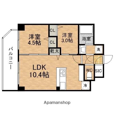 ESLEADRESIDENCE ザ・グラン南堀江(2LDK/10階)の間取り写真