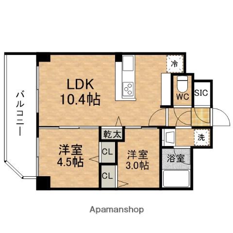 ESLEADRESIDENCE ザ・グラン南堀江(2LDK/11階)の間取り写真