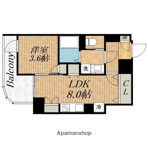 ALZA北浜(1LDK/8階)の間取り写真