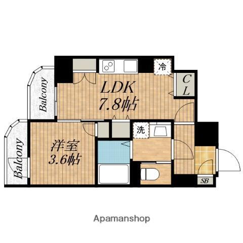 ALZA北浜(1DK/10階)の間取り写真