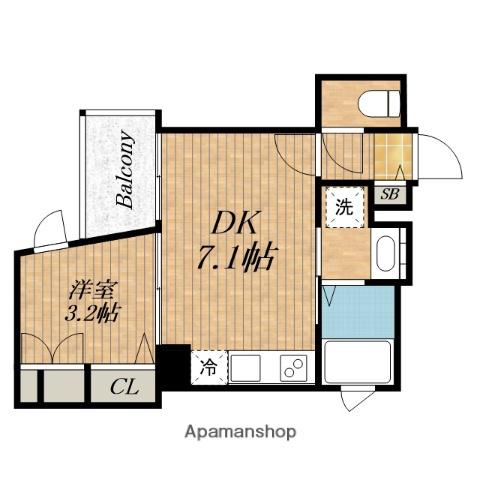 ALZA北浜(1DK/10階)の間取り写真