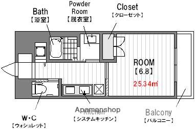 FINEBLOOM 靱公園(1K/13階)の間取り写真