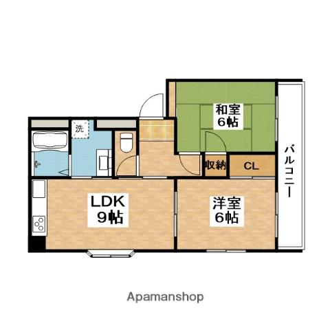 ハイムミヤザキ(2LDK/4階)の間取り写真