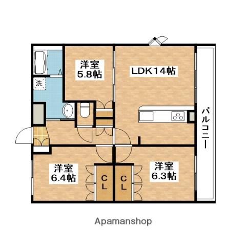 グランドール・ヴィラ(3LDK/3階)の間取り写真