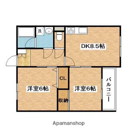 キープロハイツⅡ(2DK/2階)の間取り写真