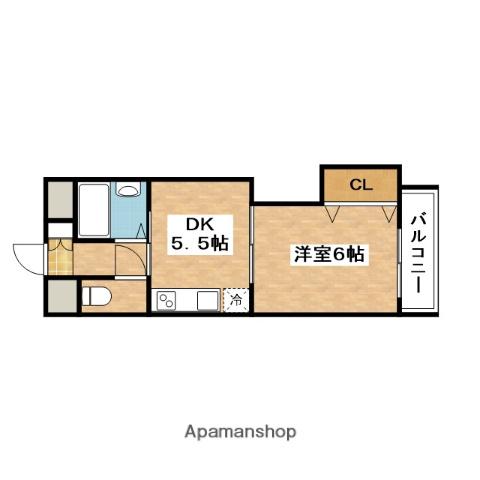 正雀グランドハイツ北(1DK/4階)の間取り写真