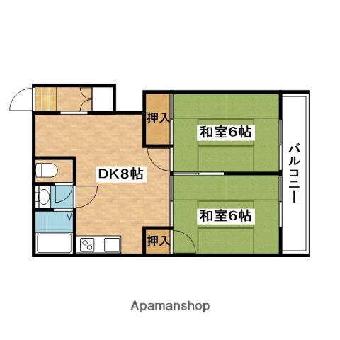 三井マンション(2DK/1階)の間取り写真