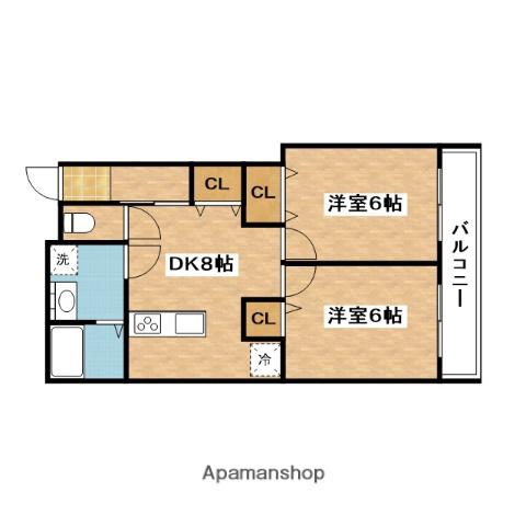 麻田レインボーハイツ(2DK/4階)の間取り写真