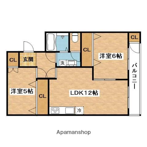 吹東マンション(2LDK/3階)の間取り写真