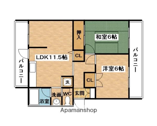 山内マンション(2LDK/2階)の間取り写真