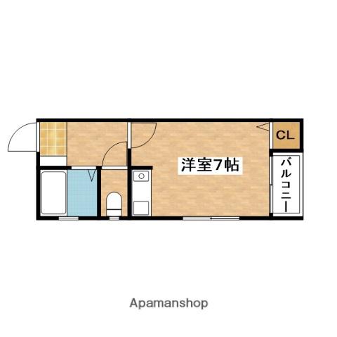 ハッピーハイツ(ワンルーム/3階)の間取り写真